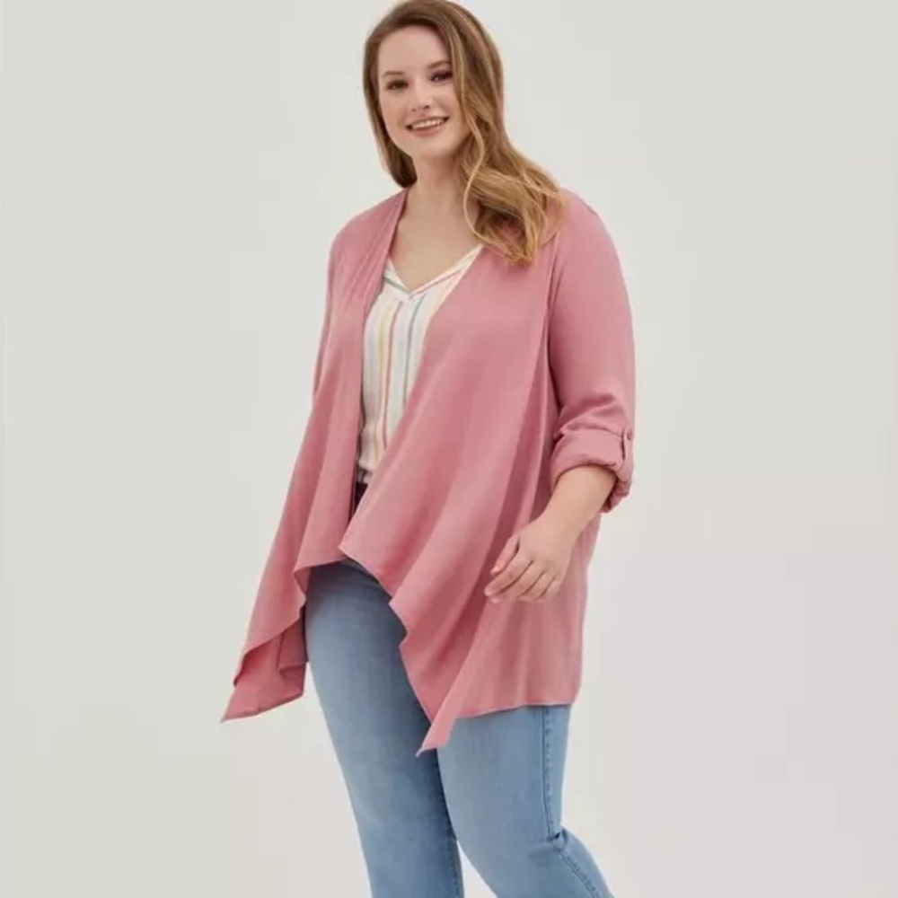 Torrid Drape Kimono‎ Textured Stretch Rayon Pink Sz 2X NwT